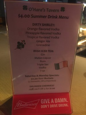 Menu photo 2 O'Hara's Tavern Chicago, IL