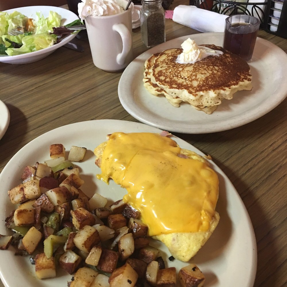 Farmers Den - Ham n cheese omelette w/ pancakes and potatoes - American Near Me - Crows Landing, California Farmers Den - Ham n cheese omelette w/ pancakes and potatoes - American Near Me - Crows Landing, California