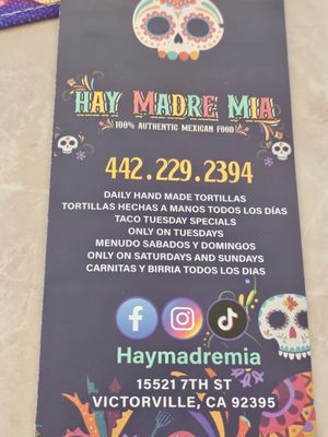 Menu photo 3 Hay Madre Mia Victorville, CA