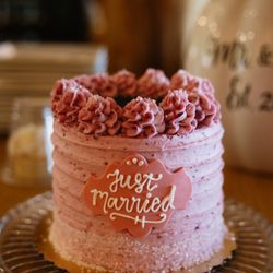 Sugar Cubed Cakes - Lemon zested cake with marionberry filling and marionberry buttercream wedding cake