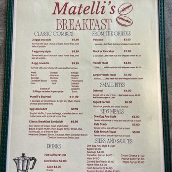 Matelli’s Taverna - Breakfast menu - Breakfast & Brunch Near Me - Salem, New York Matelli’s Taverna - Breakfast menu - Breakfast & Brunch Near Me - Salem, New York