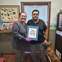 Currahee Veterinary Clinic - Me Mrs Elizabeth and Bella gave her a drawing I did for her. After meeting her for the first time. She was awesome