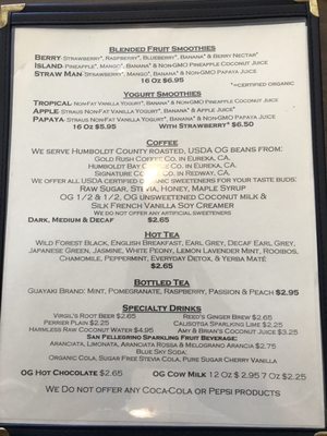 Menu photo 6 The Woodrose Cafe Garberville, CA
