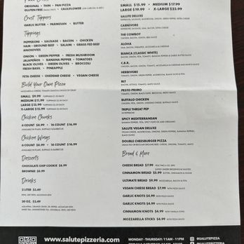 Salute Pizzeria - a menu for a pizza restaurant - Salad Near Me - Toledo, Ohio Salute Pizzeria - a menu for a pizza restaurant - Salad Near Me - Toledo, Ohio