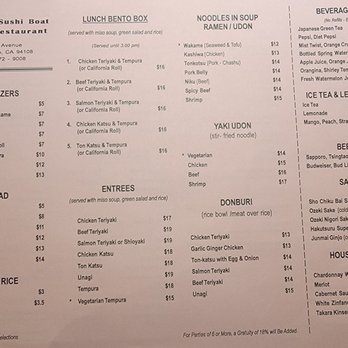 Sushi Boat Restaurant - Menu - Sushi Bars Near Me - San Francisco, California