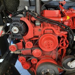 Eddison Automotive - Cummins Engine before tearing it down to inspect the cylinder head.