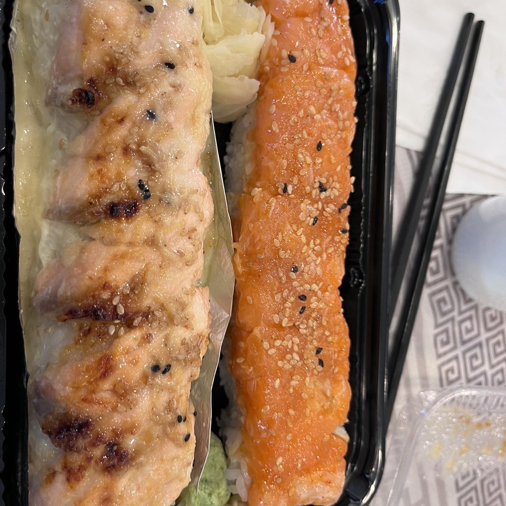 Kaoru Sushi - Spicy salmon roll and A's Roll. Without sauce due to food allergies.... Spicy salmon has mayo-Sriracha. - Japanese Near Me - Richmond, California Kaoru Sushi - Spicy salmon roll and A's Roll. Without sauce due to food allergies.... Spicy salmon has mayo-Sriracha. - Japanese Near Me - Richmond, California