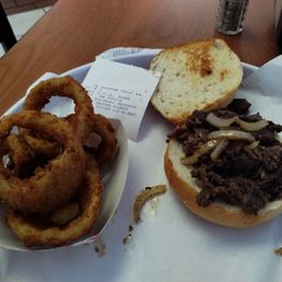 My Bulgogi sandwich and over cooked rings. YUCK!
