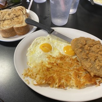 J's Prairie Rose - Country Fried Steak (no gravy), rye toast, hash browns, over easy eggs - Breakfast & Brunch Near Me - Laramie, Wyoming J's Prairie Rose - Country Fried Steak (no gravy), rye toast, hash browns, over easy eggs - Breakfast & Brunch Near Me - Laramie, Wyoming
