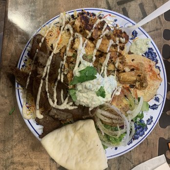 Falafel Corner - Combo Platter with Chicken and Gyro: Meat is awesome, Huge quantity (good for 1.5 people) - Mediterranean Near Me - Sacramento, California Falafel Corner - Combo Platter with Chicken and Gyro: Meat is awesome, Huge quantity (good for 1.5 people) - Mediterranean Near Me - Sacramento, California