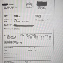 Hertz Rent A Car - Redacted copy of Safelite receipt
