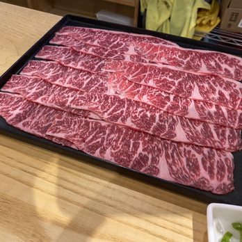 Mumu Hot Pot - Australian wagyu beef chuckeye log (our second favorite meat plate) - Hot Pot Near Me - Pleasanton, California