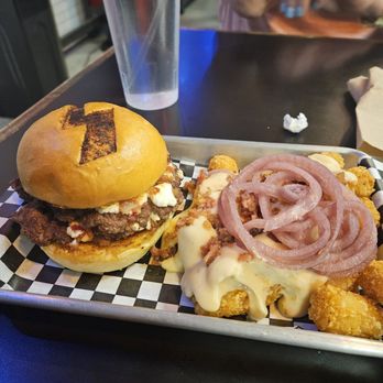 Thunder Bacon Burger - The Goat and thunder queso tots - Burgers Near Me - Tucson, Arizona