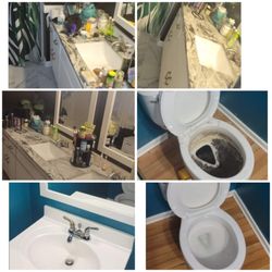 Lyon's Den Cleaning - Suburban bathrooms before &after.