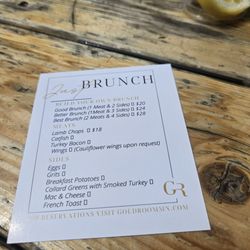 GoldRoom Restaurant & Lounge - Side 1 of Brunch menu