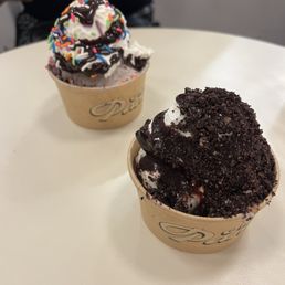 Tiny scoops with whipped cream, drizzle, and crunch Tiny scoops with whipped cream, drizzle, and crunch
