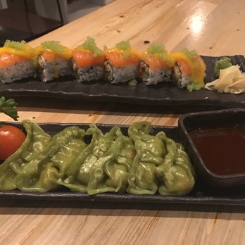 Fuji at Assembly - Steamed vegetable gyoza and the highlander maki - Sushi Bars Near Me - Somerville, Massachusetts Fuji at Assembly - Steamed vegetable gyoza and the highlander maki - Sushi Bars Near Me - Somerville, Massachusetts
