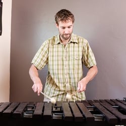 Boise Music Lessons - Marcus practicing the concert xylophone in the Boise Music Lessons percussion room