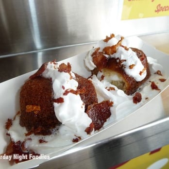 The Greasy Wiener - Fried Twinkie with Whipped Cream and Bacon - Hot Dogs Near Me The Greasy Wiener - Fried Twinkie with Whipped Cream and Bacon - Hot Dogs Near Me