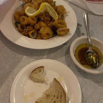 Casa Novello - Bread & oil. Calamari with balsamic - Italian Near Me - Westbrook, Maine Casa Novello - Bread & oil. Calamari with balsamic - Italian Near Me - Westbrook, Maine