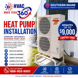 Ross Tech 360 - Heat pump installation, energy efficient ,low energy bills and 9,000 money back, Ross Tech 360 in Southern Maine