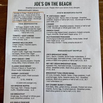 Joe's on the Beach - Breakfast Menu. - Seafood Near Me - Sechelt, British Columbia Joe's on the Beach - Breakfast Menu. - Seafood Near Me - Sechelt, British Columbia