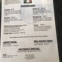 Bimbo's Wine Press - Menu