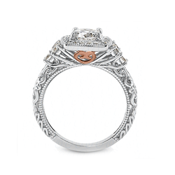 Gems of La Costa - Halo Engagement Ring, White Gold and Rose Gold