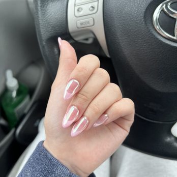 Nails 2000 - Pink french nail tip with glitter chrome - Nail Salons Near Me - Cupertino, California Nails 2000 - Pink french nail tip with glitter chrome - Nail Salons Near Me - Cupertino, California