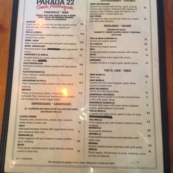 Parada 22 - front of menu - Latin American Near Me - San Francisco, California Parada 22 - front of menu - Latin American Near Me - San Francisco, California