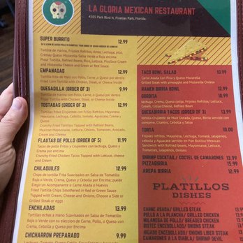 La Gloria Mexican Restaurant - Menu 3 - Mexican Near Me - Pinellas Park, Florida La Gloria Mexican Restaurant - Menu 3 - Mexican Near Me - Pinellas Park, Florida