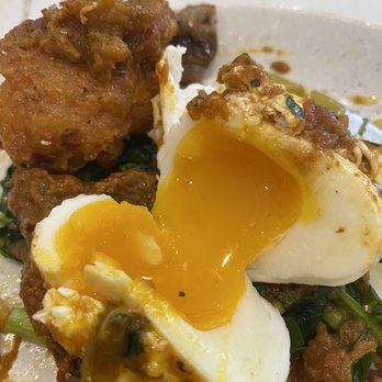 Fig & Ginger - Crispy Corn Fritters ~ poached eggs, - Breakfast & Brunch Near Me - Honolulu, Hawaii