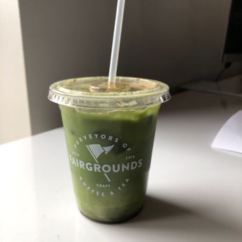 Fairgrounds Coffee and Tea - Almond milk matcha iced latte with cinnamon on top - Cafes Near Me - Minneapolis, Minnesota Fairgrounds Coffee and Tea - Almond milk matcha iced latte with cinnamon on top - Cafes Near Me - Minneapolis, Minnesota