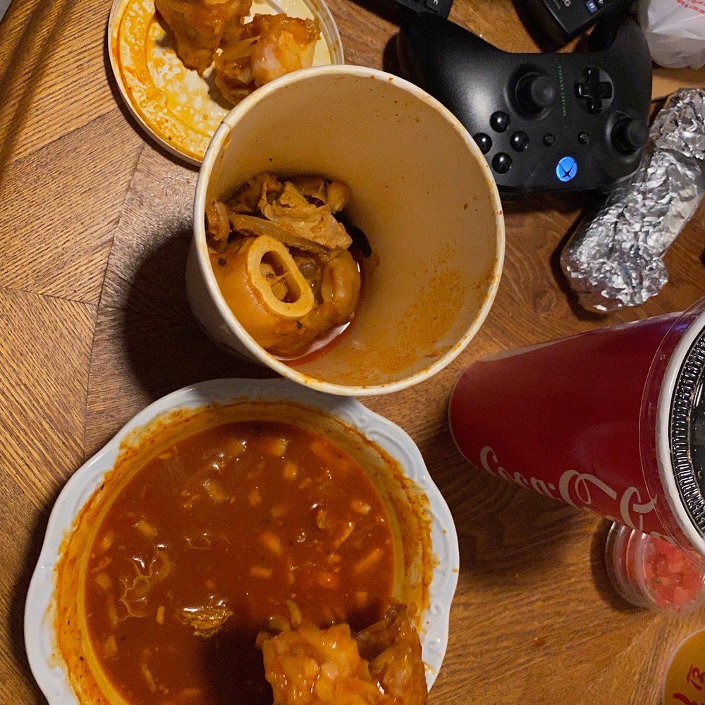 Menudo (suppose to be without bone and extra tripe) as you can see, multiple bones and very little tripe and a huge piece of gristle. Menudo (suppose to be without bone and extra tripe) as you can see, multiple bones and very little tripe and a huge piece of gristle.