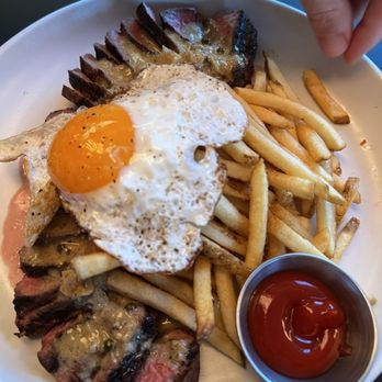 LOCAL Public Eatery Henderson - Steak frites with fried egg (10oz steak) - Pubs Near Me - Dallas, Texas LOCAL Public Eatery Henderson - Steak frites with fried egg (10oz steak) - Pubs Near Me - Dallas, Texas