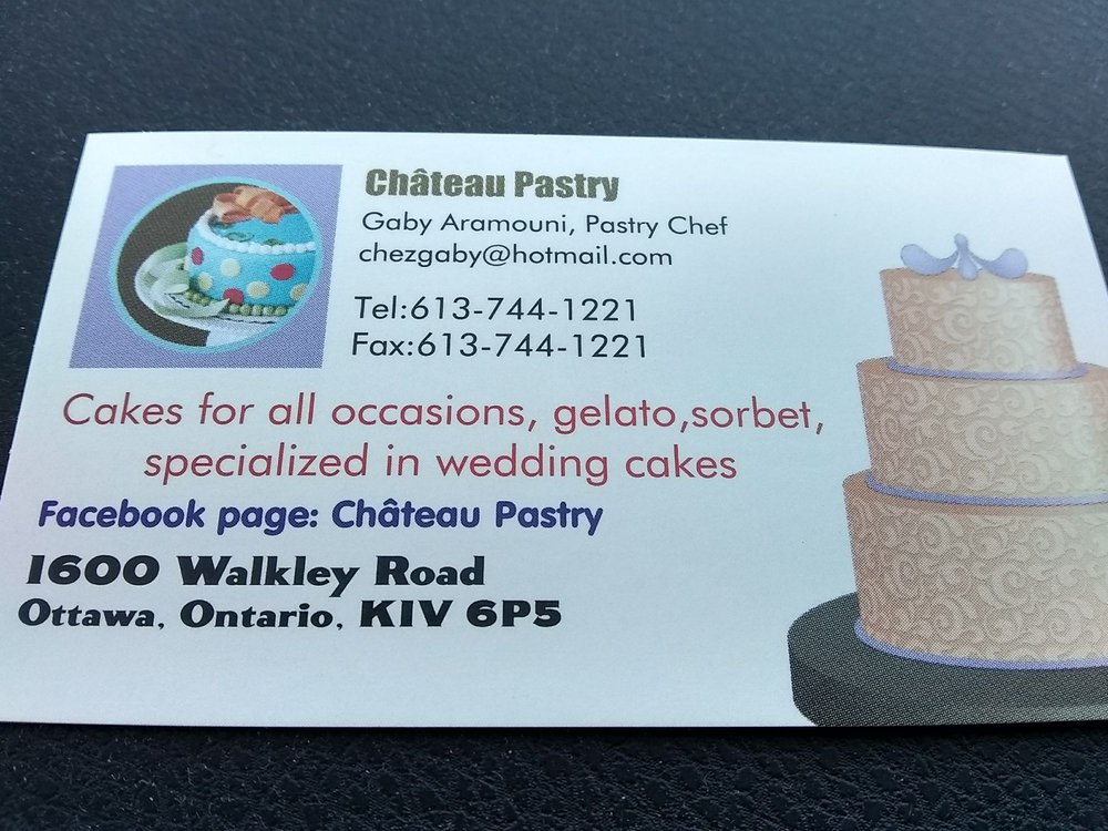 CHÂTEAU PASTRY Updated April 2024 1600 Walkley Road, Ottawa, Ontario Bakeries Phone CHÂTEAU PASTRY Updated April 2024 1600 Walkley Road, Ottawa, Ontario Bakeries Phone