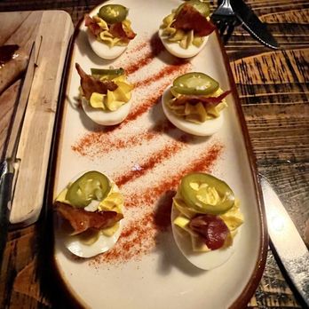 Stillwaters Tavern - St. Petersburg - Deviled Eggs with bacon and jalapeno - New American Near Me - St Petersburg, Florida Stillwaters Tavern - St. Petersburg - Deviled Eggs with bacon and jalapeno - New American Near Me - St Petersburg, Florida