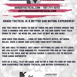 Hanzo Tactical - Let us help you get your next firearm!