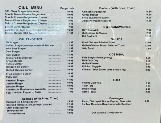 Menu photo 1 C & L Burger Bar Castle Rock, WA