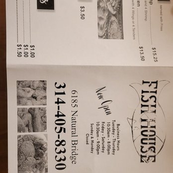 FISH HOUSE - the menu for the restaurant - Seafood Near Me - St. Louis, Missouri FISH HOUSE - the menu for the restaurant - Seafood Near Me - St. Louis, Missouri