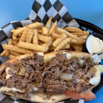 Rick's Cheesesteak Shop - Steak-cheese with lettuce, tomato, onion and mayo with fries - Cheesesteaks Near Me - Williamsburg, Virginia Rick's Cheesesteak Shop - Steak-cheese with lettuce, tomato, onion and mayo with fries - Cheesesteaks Near Me - Williamsburg, Virginia