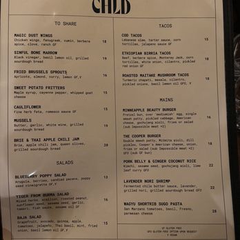 Stepchld - Front of menu - New American Near Me - Minneapolis, Minnesota