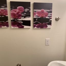 Ignored pictures on walls. This is also the bathroom they defecated in without flushing and then blocked the door with three boxes. Ignored pictures on walls. This is also the bathroom they defecated in without flushing and then blocked the door with three boxes.