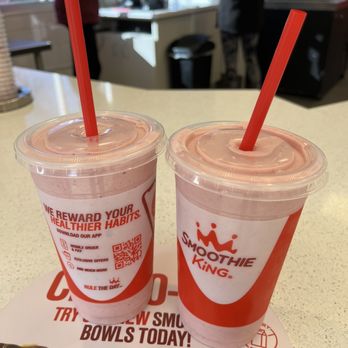 Smoothie King - Strawberry & Banana with Whey Protein inside - Juice Bars & Smoothies Near Me - Cinnaminson, New Jersey Smoothie King - Strawberry & Banana with Whey Protein inside - Juice Bars & Smoothies Near Me - Cinnaminson, New Jersey