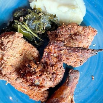 Reba's Place - Chicken fried chicken, braised greens and mashed potatoes - American Near Me - Atoka, Oklahoma Reba's Place - Chicken fried chicken, braised greens and mashed potatoes - American Near Me - Atoka, Oklahoma