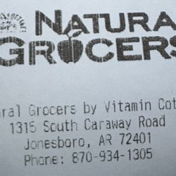 Natural Grocers - Information printed on top of cash register receipt