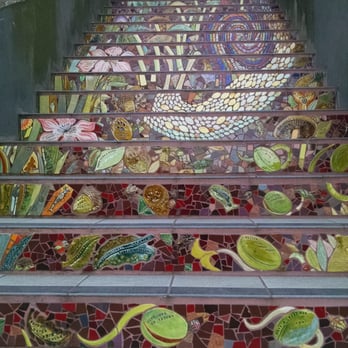 Hidden Garden Steps - First flight of tiled steps - Public Art Near Me - San Francisco, California Hidden Garden Steps - First flight of tiled steps - Public Art Near Me - San Francisco, California