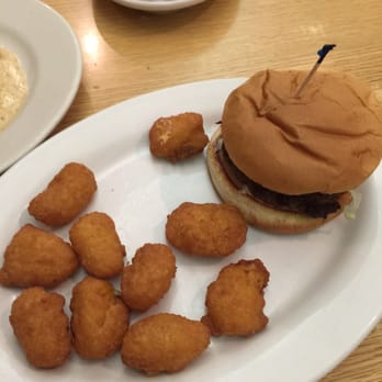Rice Palace - Exit 80 burger (1/4 lbs) w corn nuggets - American Near Me - Crowley, Louisiana Rice Palace - Exit 80 burger (1/4 lbs) w corn nuggets - American Near Me - Crowley, Louisiana