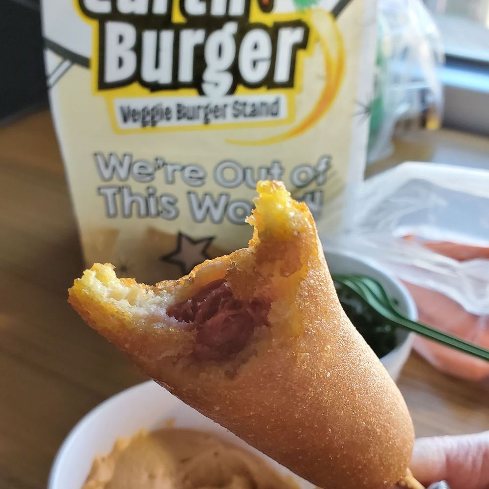 Earth Burger - Perfectly yummy corn dog - Burgers Near Me - San Antonio, Texas Earth Burger - Perfectly yummy corn dog - Burgers Near Me - San Antonio, Texas
