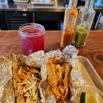HomeState - Anytime Tacos (with Chicken and Ground Beef) and Hibiscus Limeade - Tex-Mex Near Me - Los Angeles, California